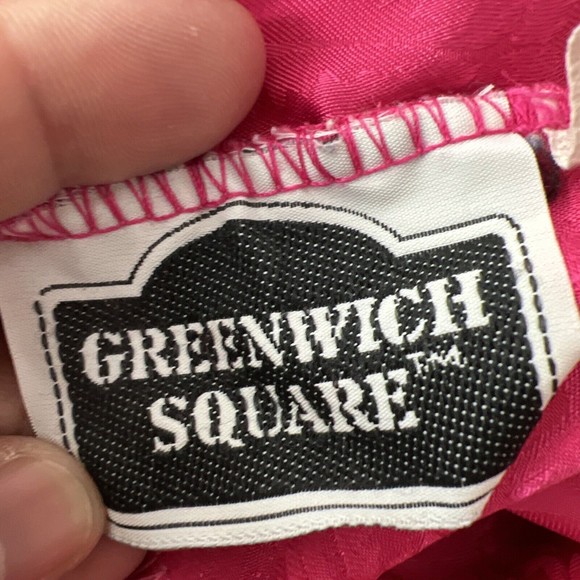 Greenwich Square Button Down Top Women 11/12 Pink Floral Embossed Satin Mandarin - Picture 5 of 13